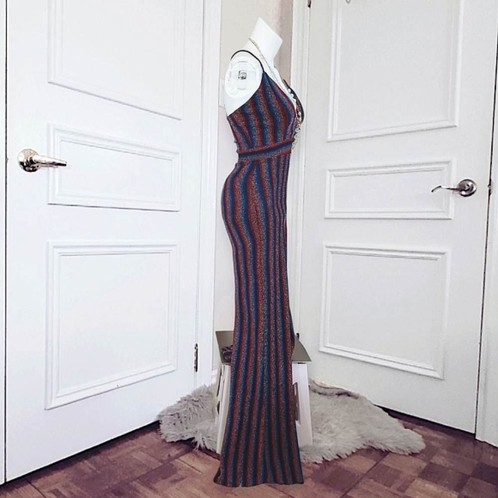Striped Multicolor Retro 70s Inspired Jumpsuit - Picture 5 of 16